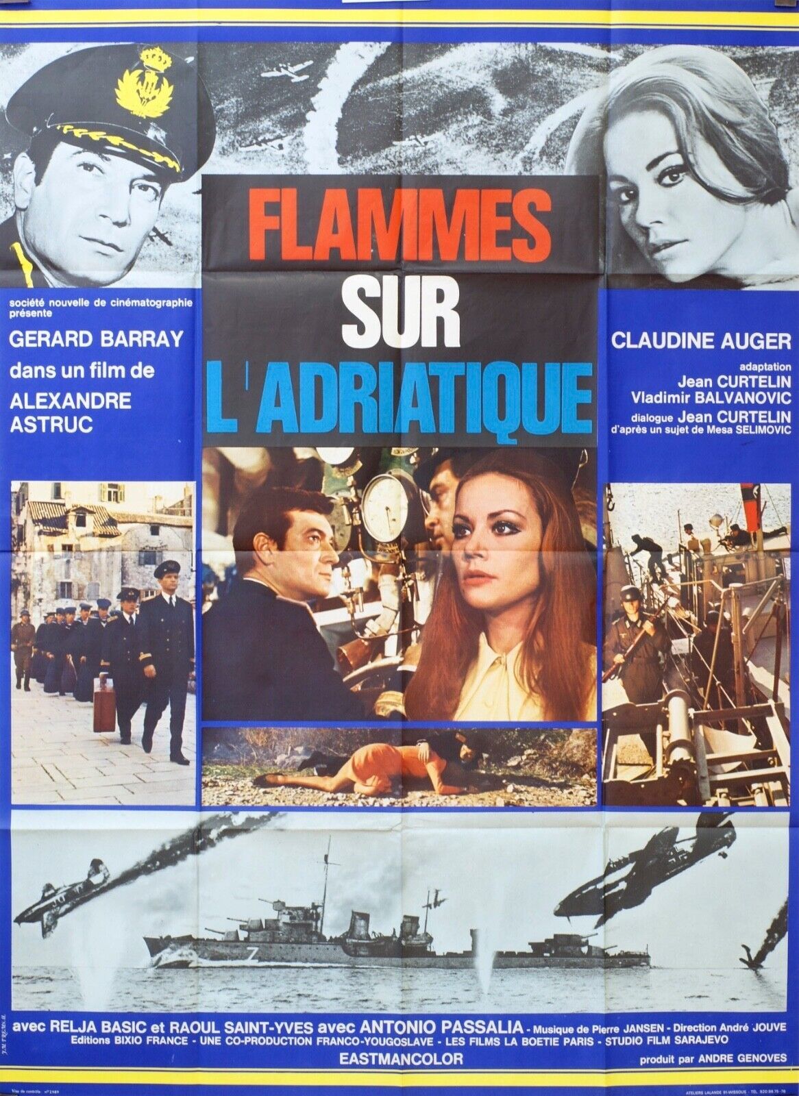FLAMMES SUR L’ADRIATIQUE ORIGINAL MOVIE POSTER 120x160 GERARD BARRAY