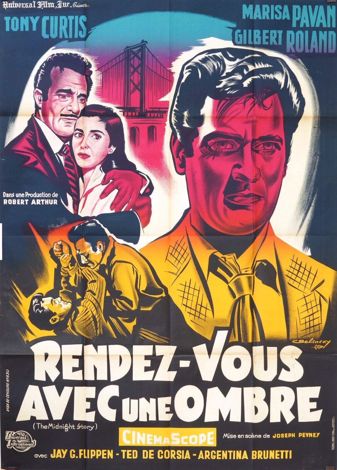 RENDEZ-VOUS UNE OMBRE POSTER ORIGINAL 120x160 TONY CURTIS