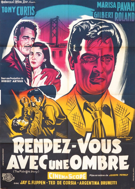 RENDEZ-VOUS UNE OMBRE POSTER ORIGINAL 120x160 TONY CURTIS