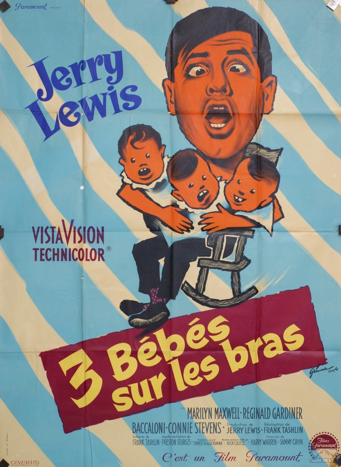 3 BÉBÉS SUR LES BRAS JERRY LEWIS MOVIE POSTER ORIGINAL 120x160