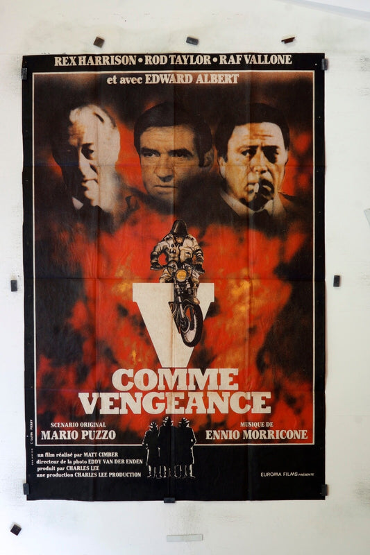 V COMME VENGEANCE  REX HARRISON MOVIE POSTER ORIGINAL 120x160