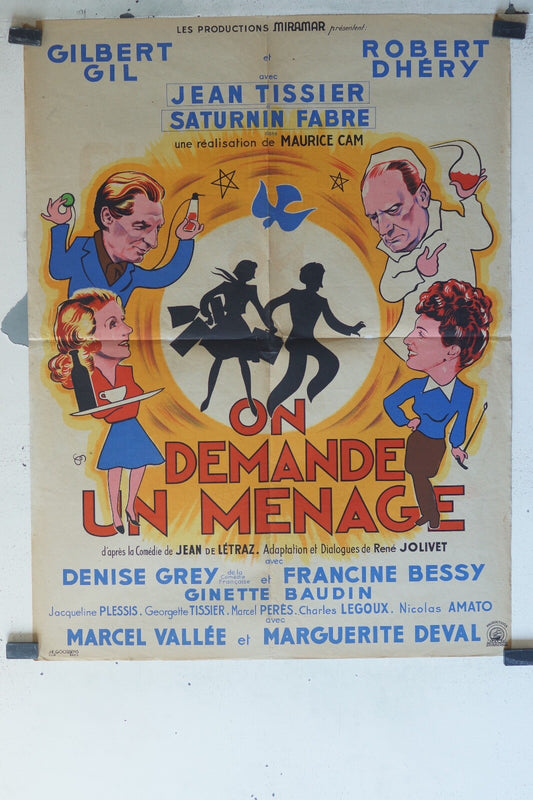 ON DEMANDE UN MENAGE MOVIE POSTER ORIGINAL (60X80) Gilbert Gil , Robert Dhéry 