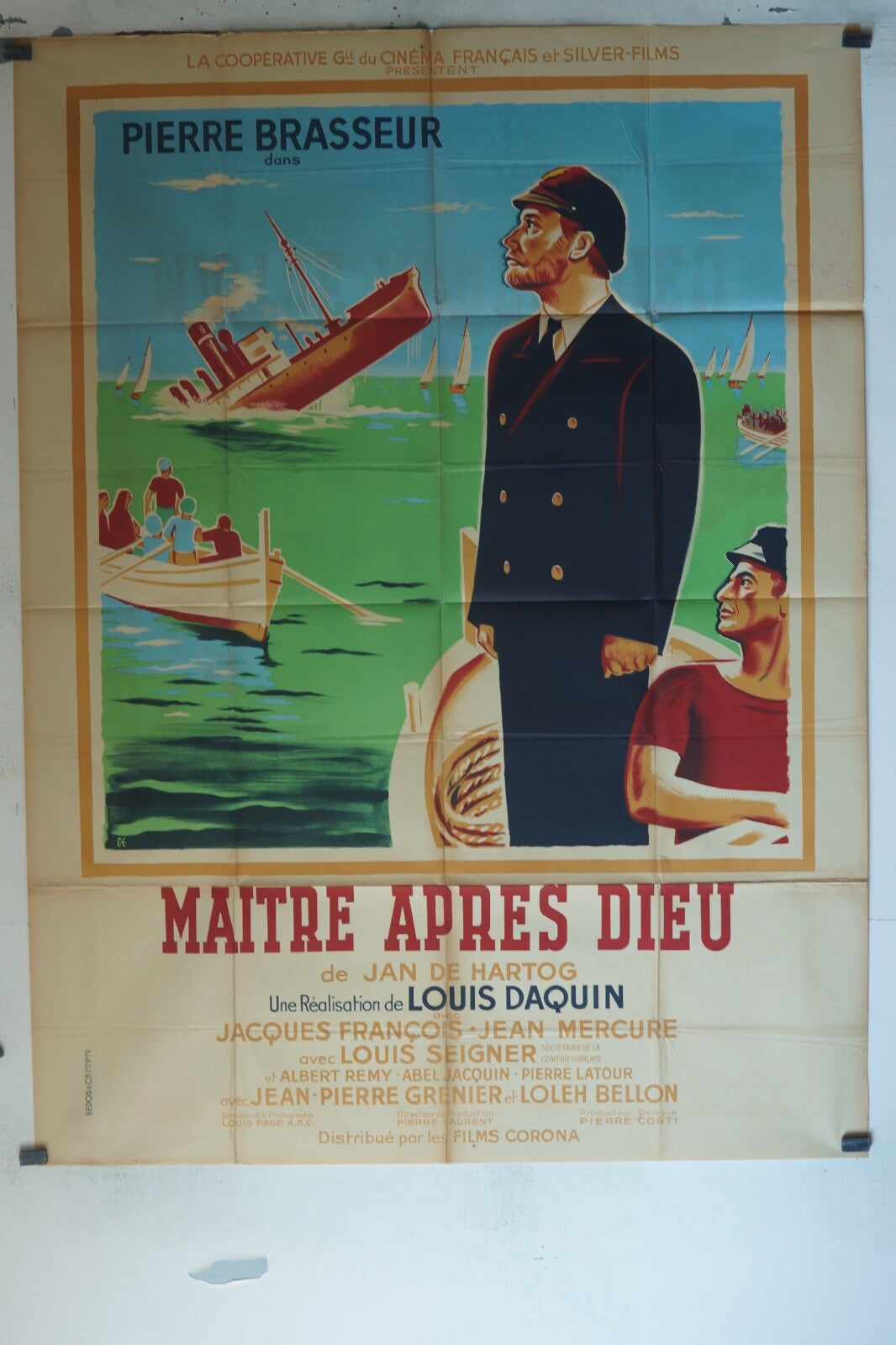 MAITRE APRÈS DIEU POSTER ORIGINAL120x160 PIERRE BRASSEUR – JEAN MERCURE