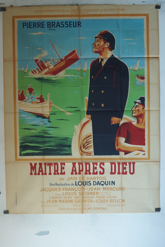 MAITRE APRÈS DIEU POSTER ORIGINAL120x160 PIERRE BRASSEUR – JEAN MERCURE