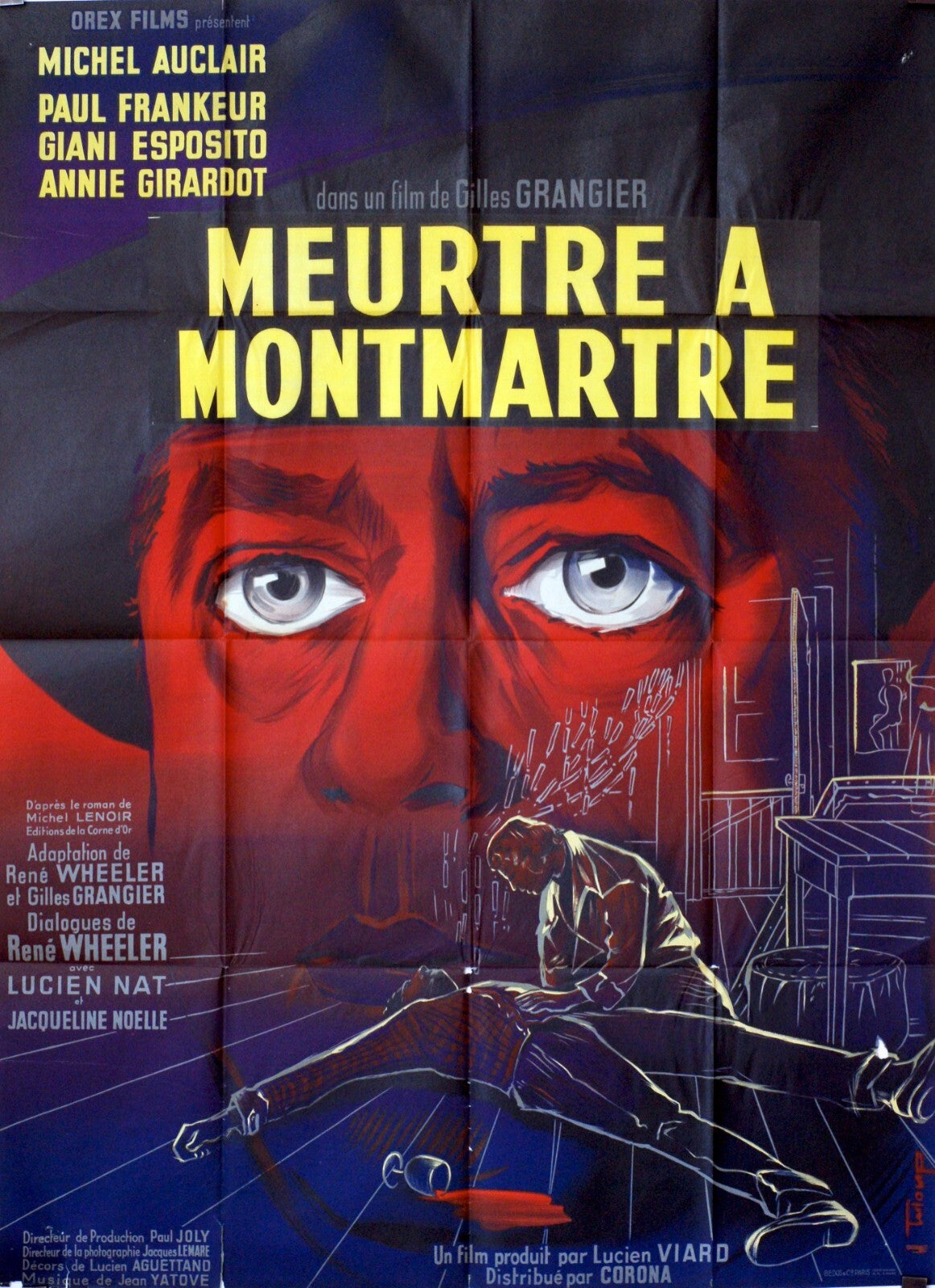 MEURTRE À MONTMARTRE POSTER ORIGINAL 120x160  MICHEL AUCLAIR
