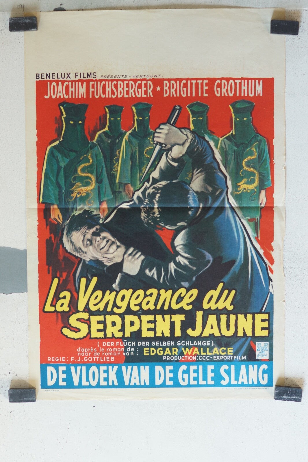 VENGEANCE DU SERPENT JAUNE (LA) (belge) MOVIE POSTER ORIGINAL 53x36 Fuchsberger 