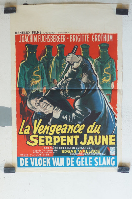VENGEANCE DU SERPENT JAUNE (LA) (belge) MOVIE POSTER ORIGINAL 53x36 Fuchsberger 
