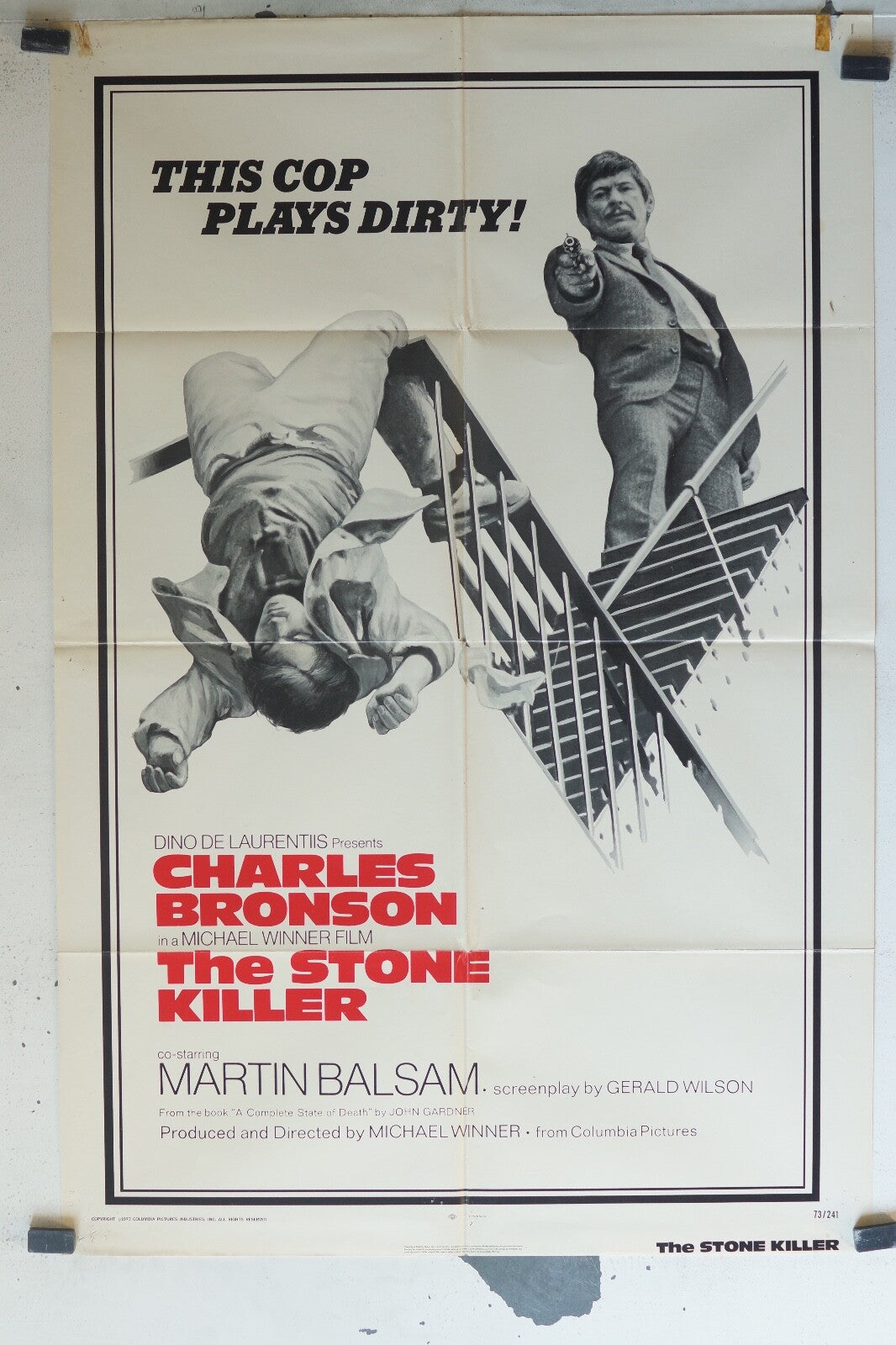THE STONE KILLER MOVIE POSTER 68x104 Charles Bronson , Martin Balsam