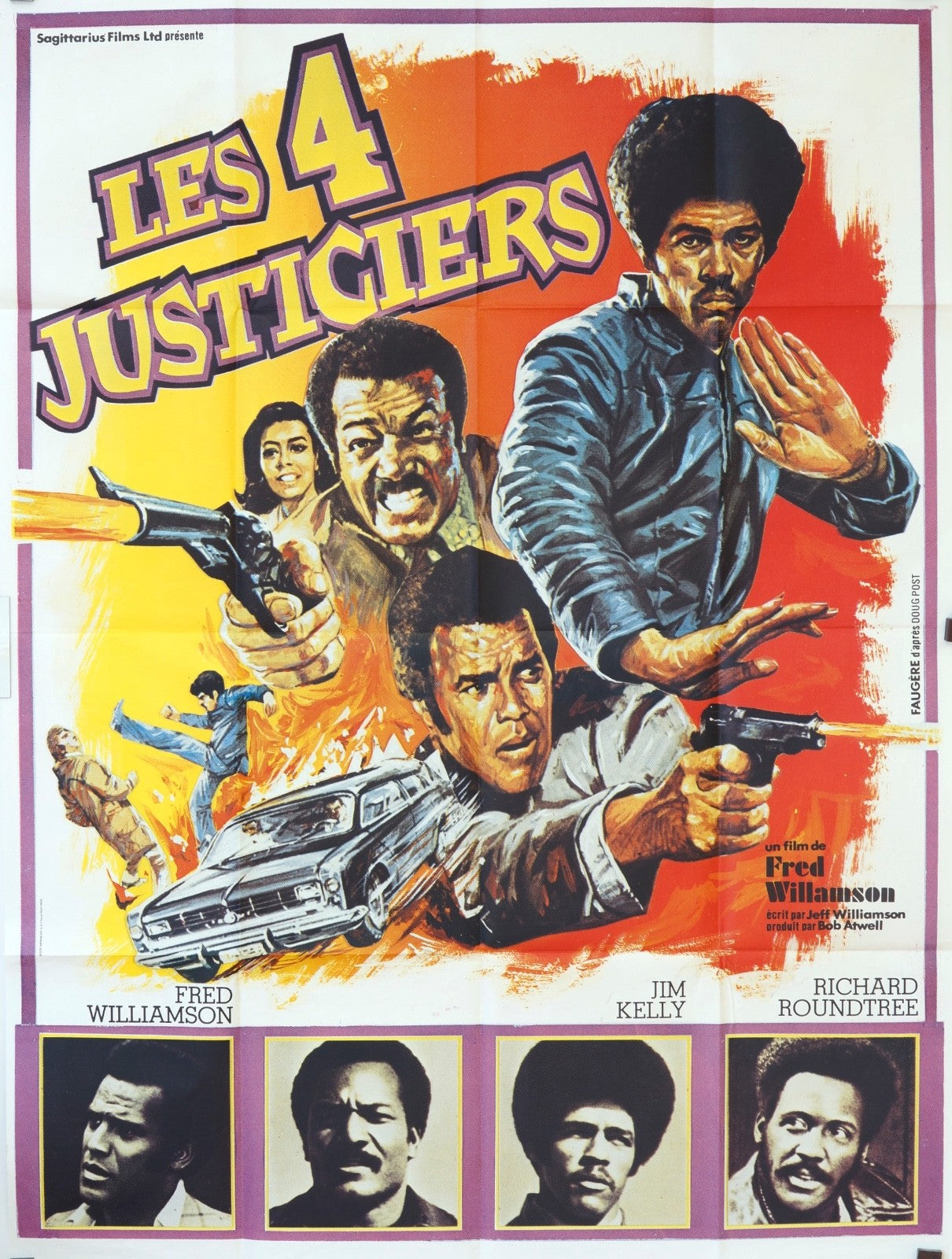 LES 4 JUSTICIERS FRED WILLIAMSON MOVIE POSTER ORIGINAL 120x160 FRED WILLIAMSON