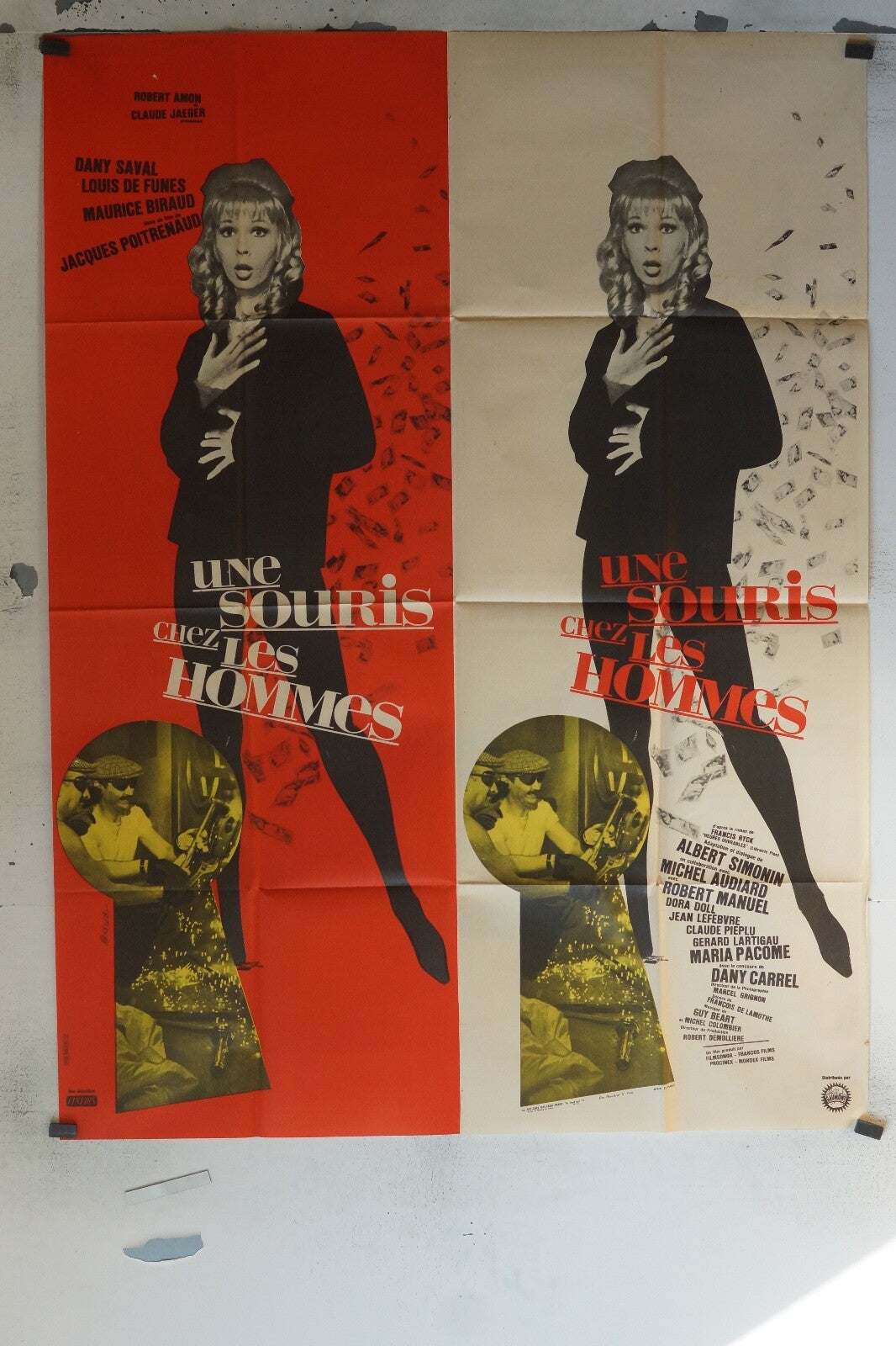 UNE SOURIS CHEZ LES HOMMES MOVIE POSTER ORIGINAL 120x160 LOUIS DE FUNÈS