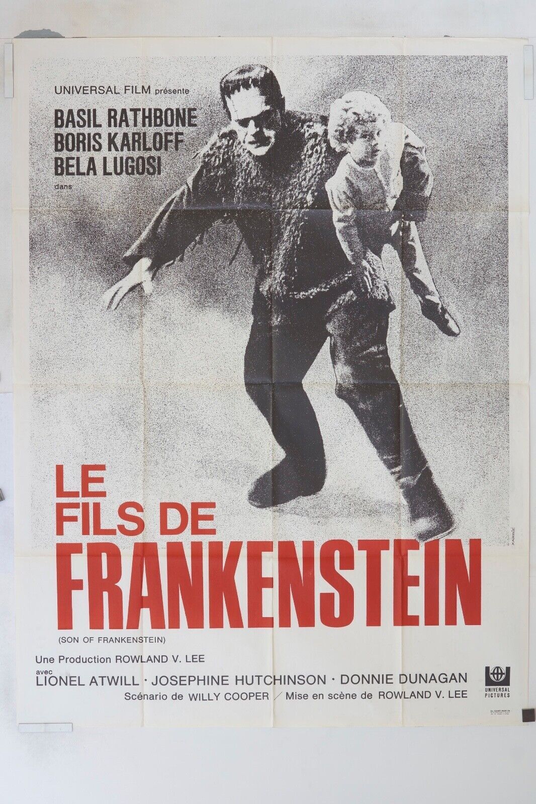 LE FILS DE FRANKENSTEIN MOVIE POSTER ORIGINAL 120x160 BASIL RATHBONE