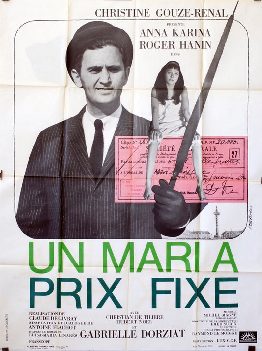 UN MARI A PRIX FIXE MOVIE POSTER ORIGINAL 120x160 ANNA KARINA