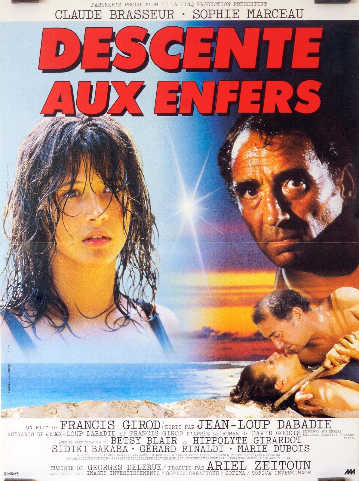 DESCENTE AUX ENFERS POSTER ORIGINAL 40x60 Francis Girod, Sophie Marceau 