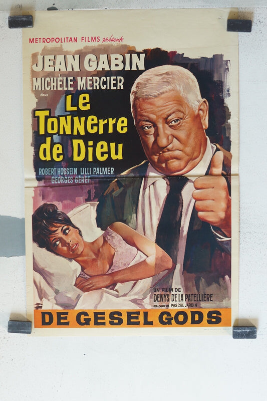TONNERRE DE DIEU MOVIE POSTER ORIGINAL 53x36 Jean Gabin , Michele mercier