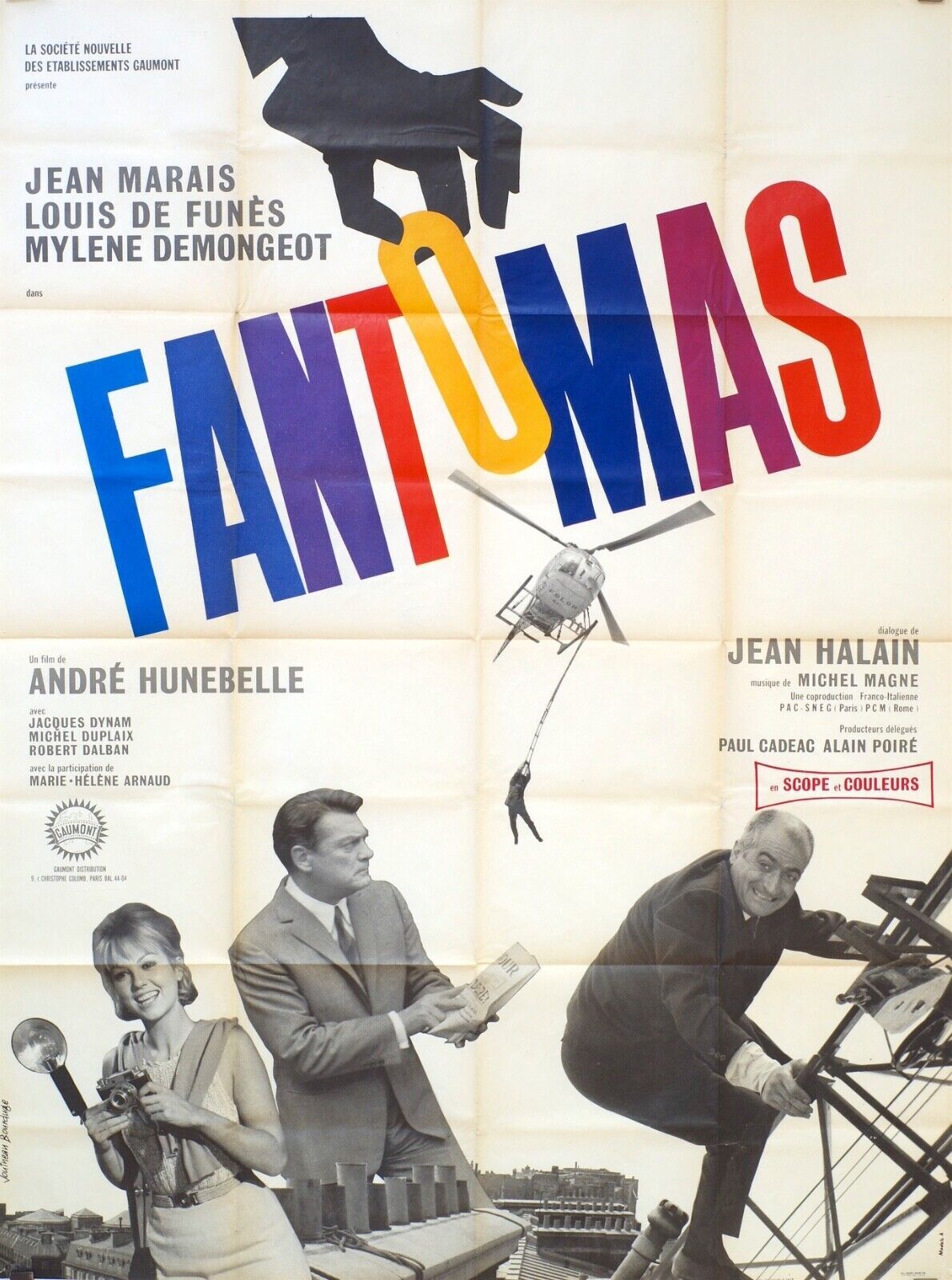 FANTÔMAS POSTER ORIGINAL 120x160 LOUIS DE FUNÉS
