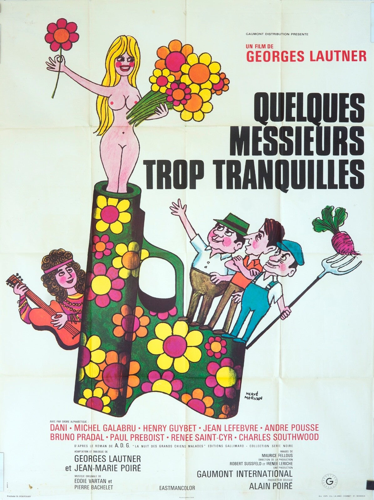 QUELQUES MESSIEURS TROP TRANQUILLES MOVIE POSTER ORIGINAL 120x160 GEORGES LAUTNE
