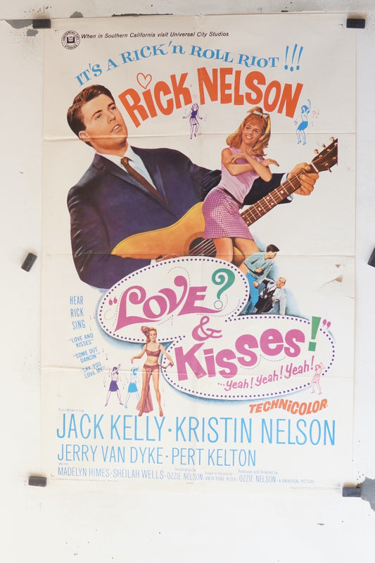 LOVE AND KISSES ! (1965) 70X100ORIGINAL MOVIE POSTER JACK KELLY, KRISTIN NELSON