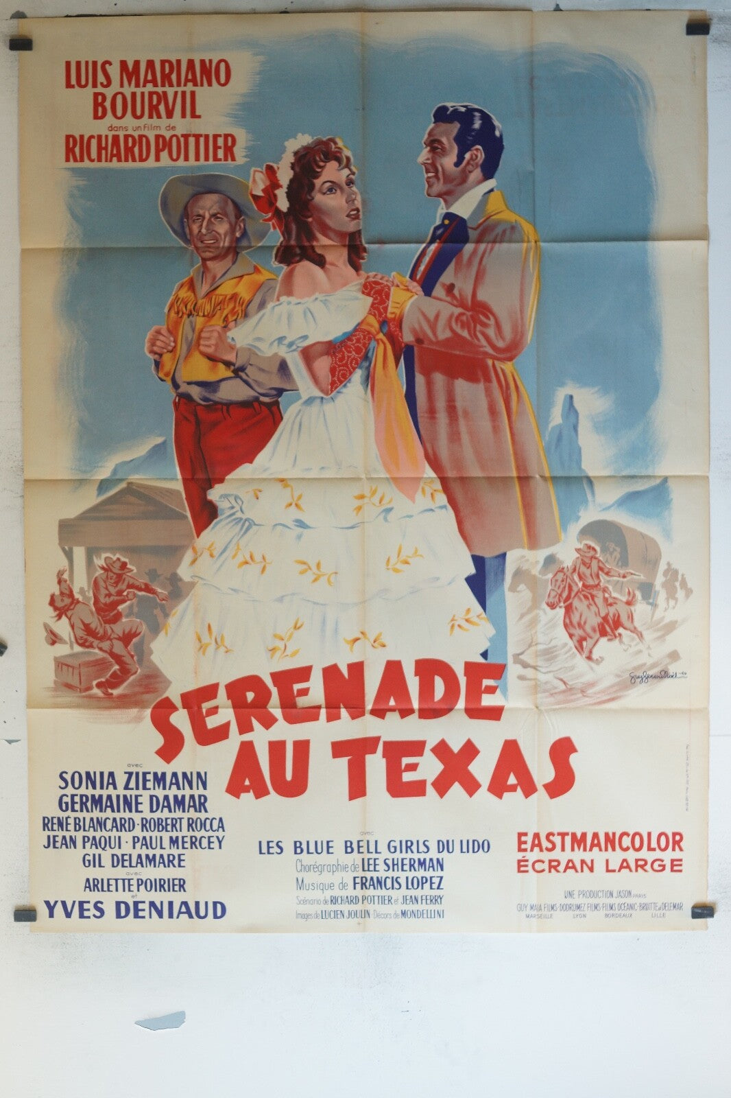 SERENADE AU TEXAS POSTER ORIGINAL120x160 Luis Mariano , Bourvil 
