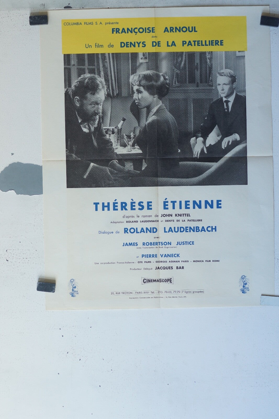 THERESE ETIENNE MOVIE POSTER ORIGINAL 50x66 Françoise Arnoul , Pierre Vaneck 