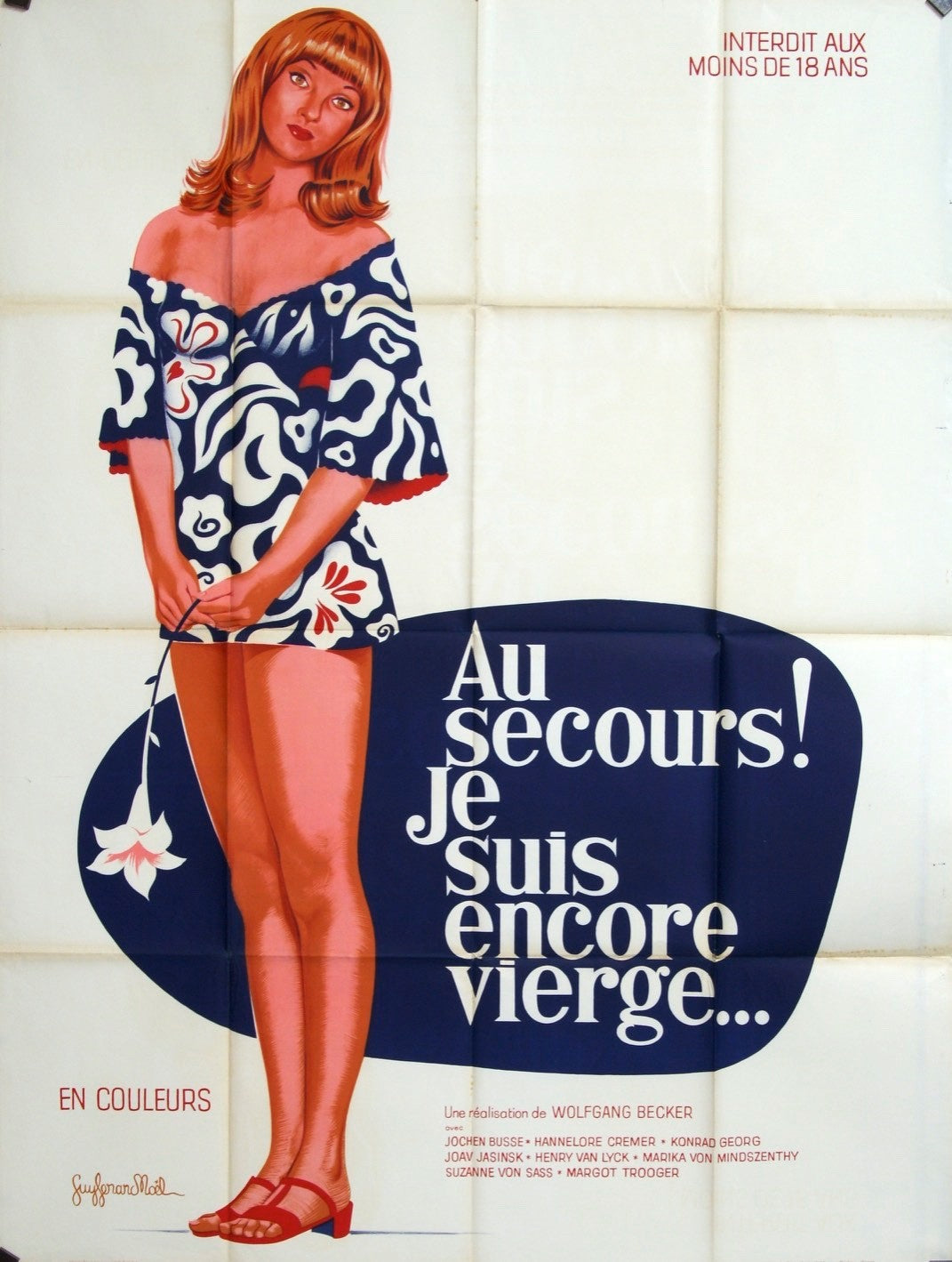 AU SECOURS JE SUIS VIERGE ENCORE… JOCHEN BUSSE MOVIE POSTER ORIGINAL 120x160