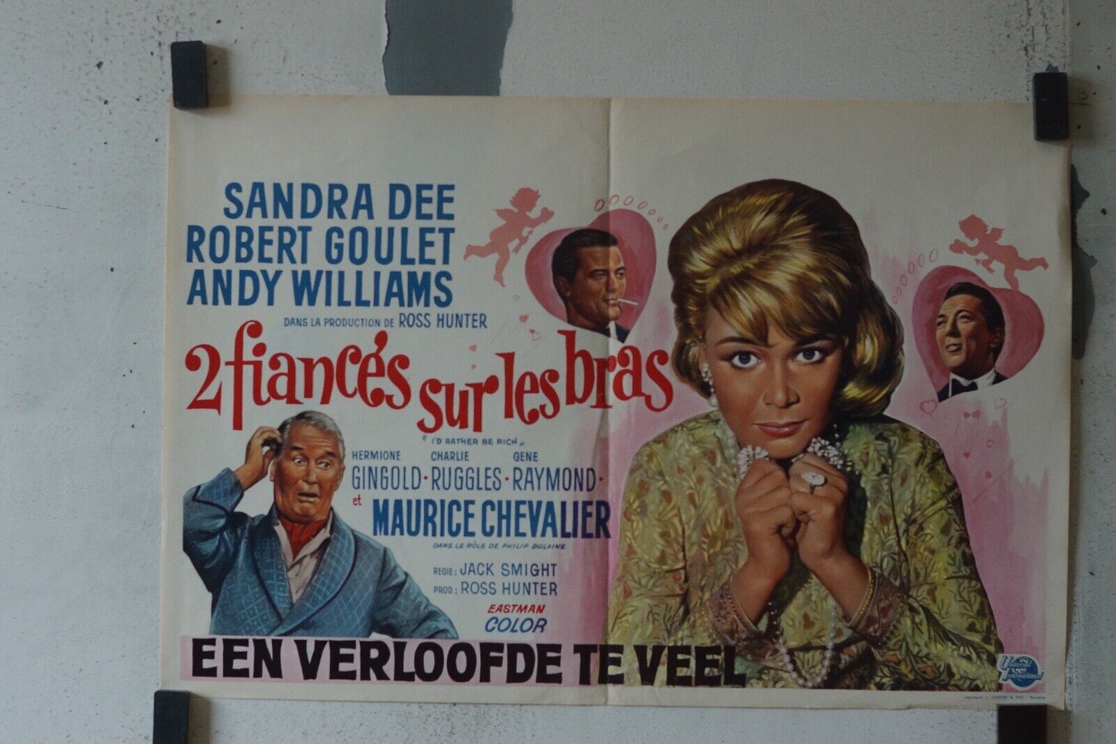 2 FIANCÉS SUR LES BRAS ORIGINAL MOVIE POSTER 55X37 SANDRA DEE