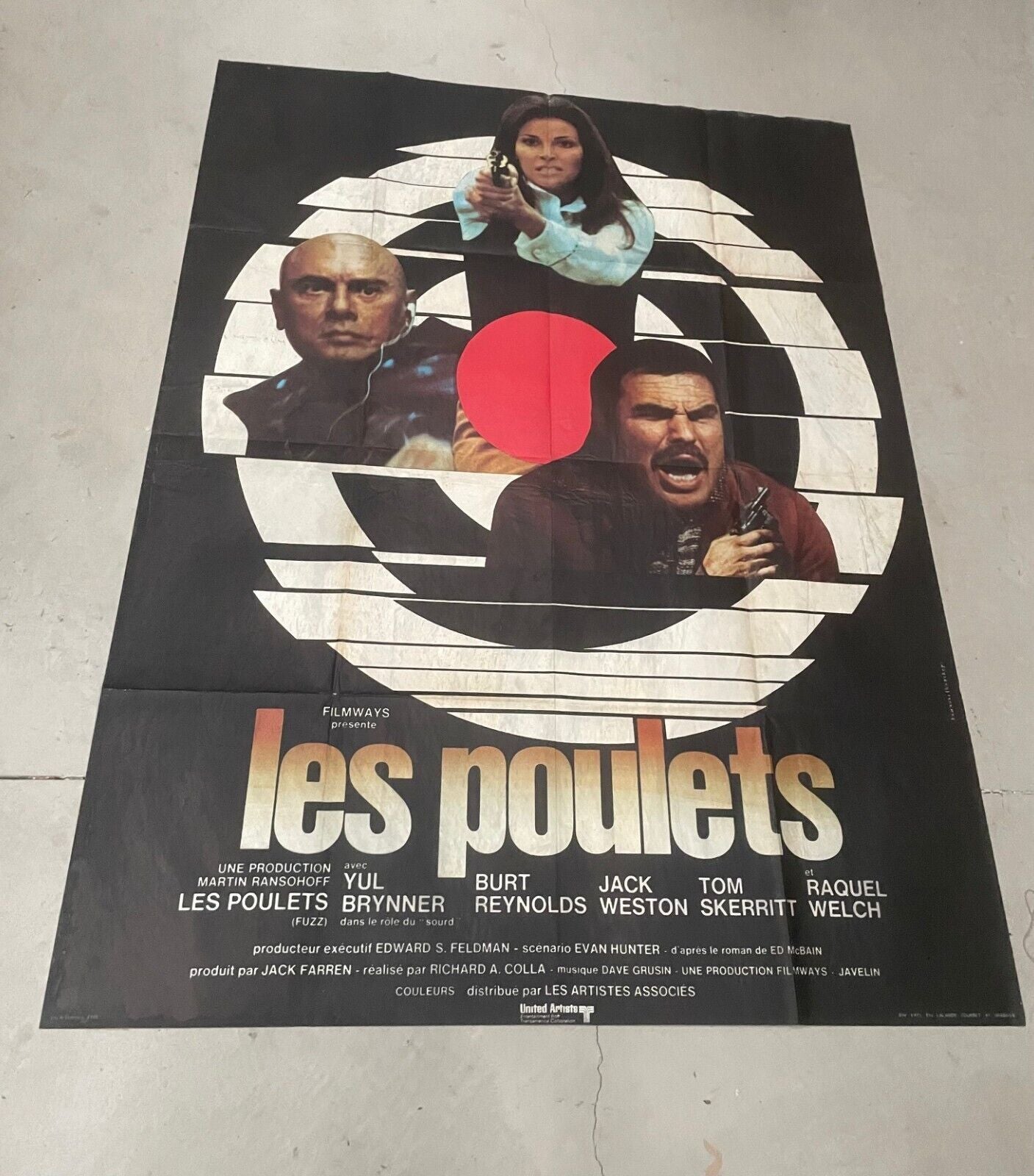 LES POULETS, YUL BRYNNER,  MOVIE POSTER ORIGINAL  SUR KRAFT (120X160)