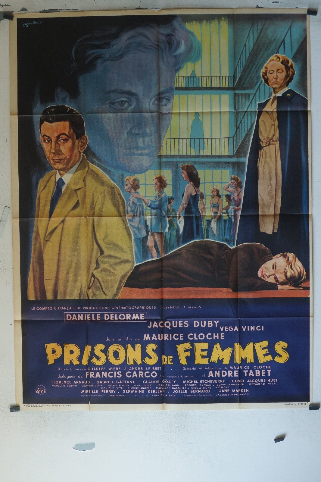 PRISONS DE FEMMES (1958) MOVIE POSTER ORIGINAL 120x160 JACQUES DUBY – VEGA