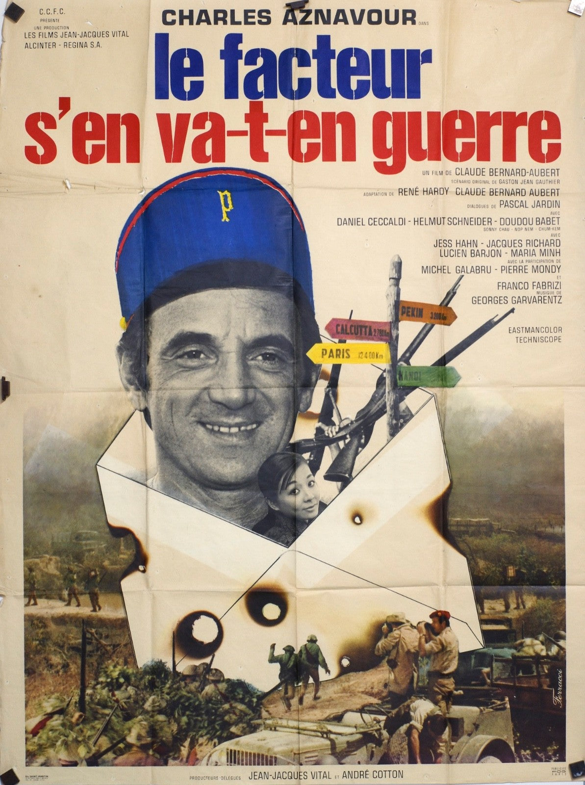 LE FACTEUR S’EN VA-T-EN GEURRE CHARLES AZNAVOUR MOVIE POSTER ORIGINAL 120x160