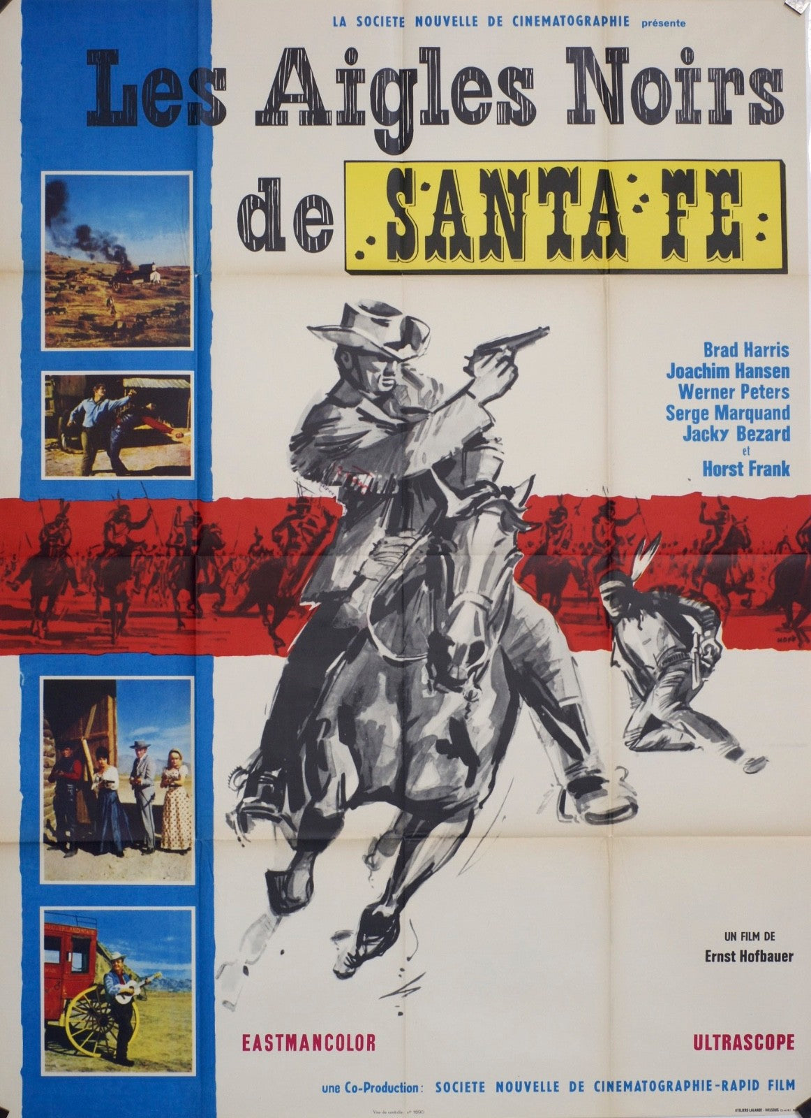 LES AIGLES NOIRS DE SANTA FÉ BRAD HARRIS MOVIE POSTER ORIGINAL 120x160