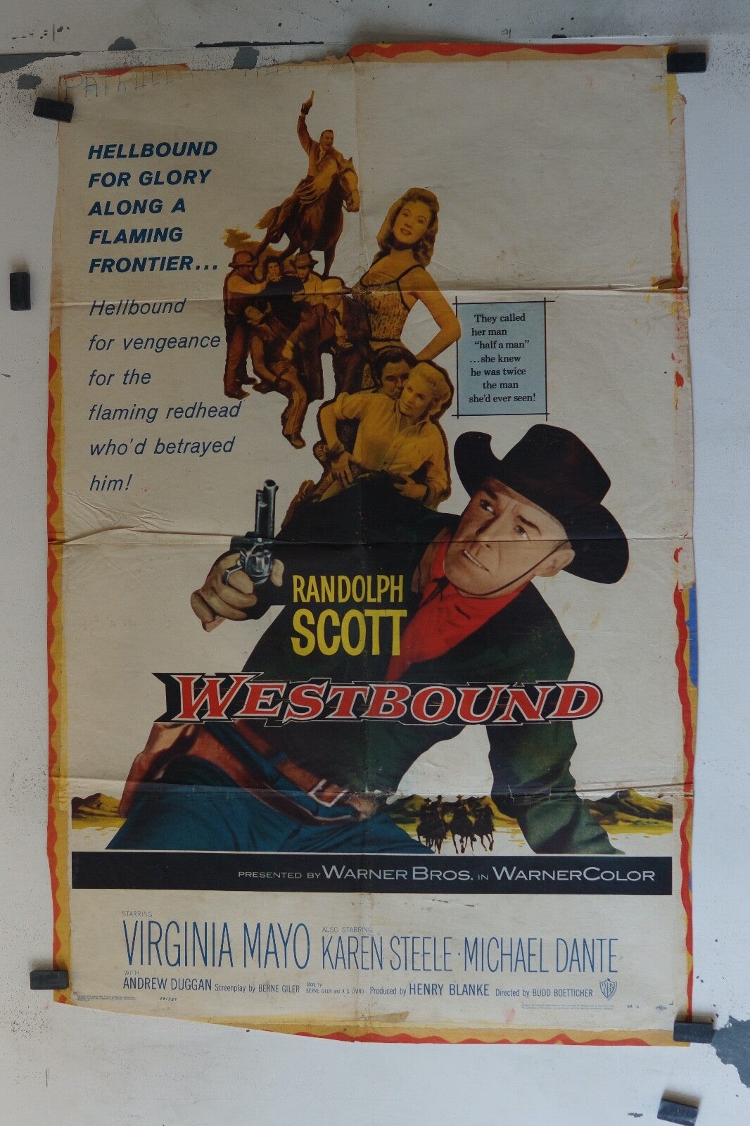 WESTBOUND (1959) ORIGINAL MOVIE POSTER 70x100 KAREN STEELE, MICHAEL DANTE