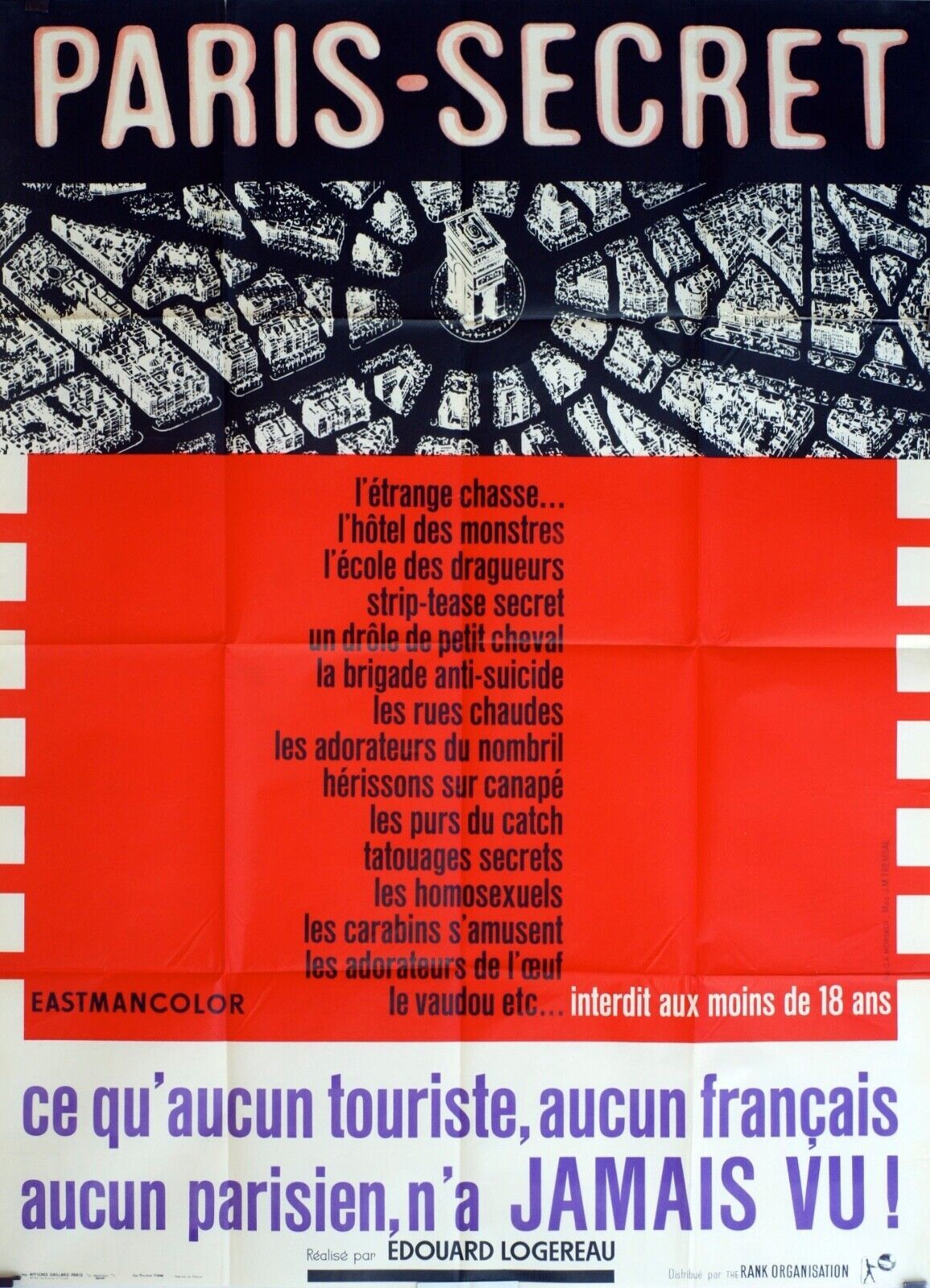 PARIS SECRET POSTER ORIGINAL120x160 EDOUARD LOGEREAU