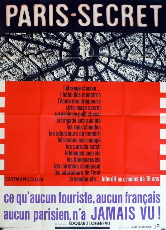 PARIS SECRET POSTER ORIGINAL120x160 EDOUARD LOGEREAU