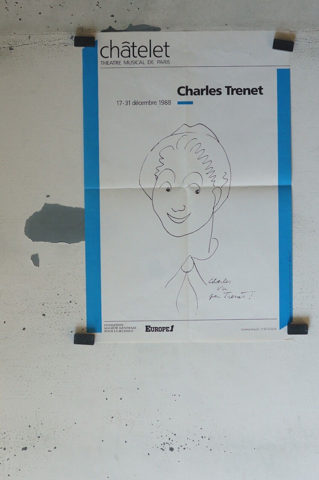 CHARLES TRENET, AFFICHE, LE CHÂTELET POSTER ORIGINAL (40X60) CHARLES TRENET