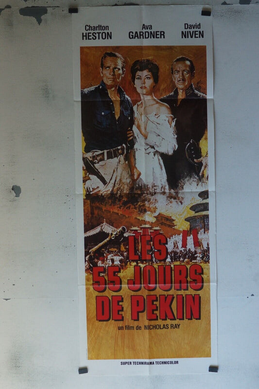 LES 55 JOURS DE PEKIN POSTER ORIGINAL 60x160 CHARLTON HESTON