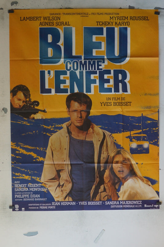 BLEU COMME L’ENFER MOVIE POSTER ORIGINAL 120x160 LAMBERT WILSON