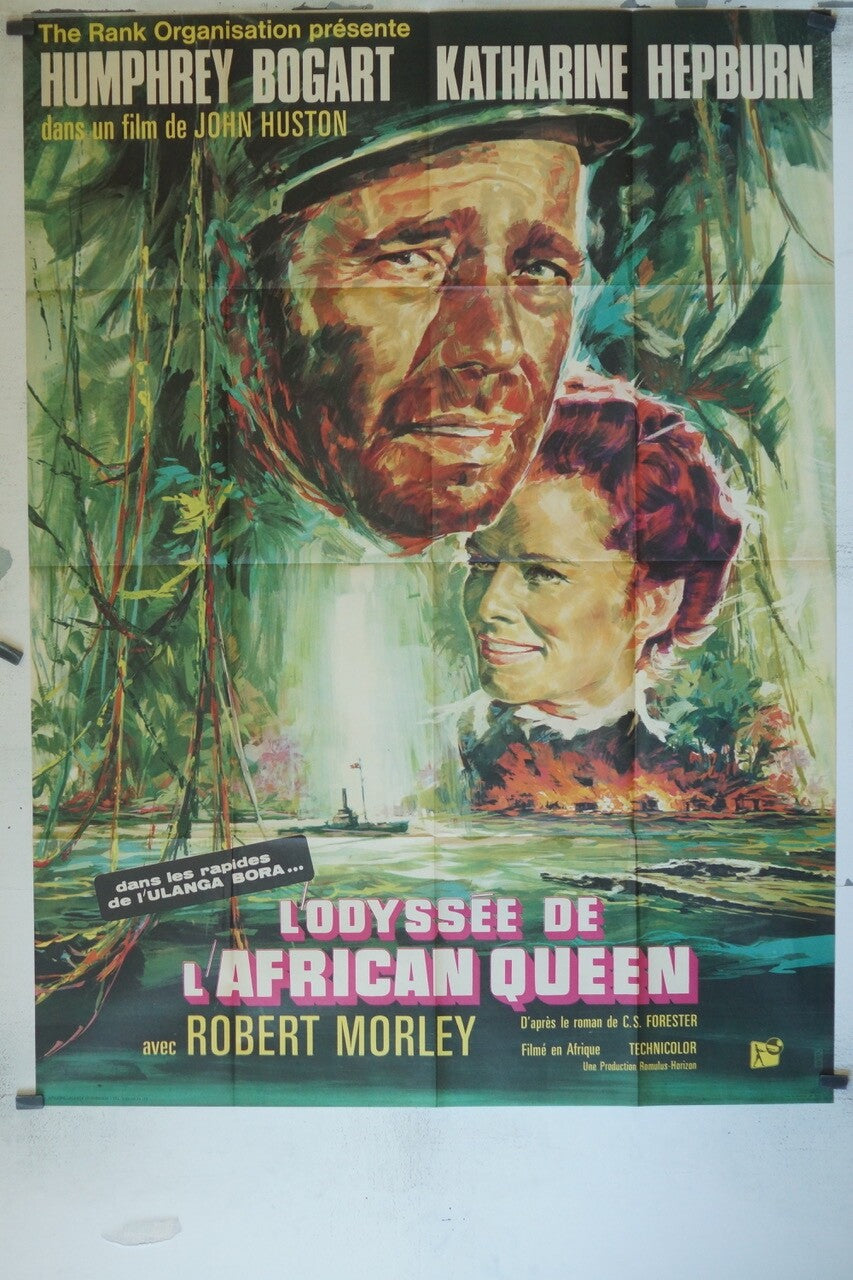 L’ODYSSÉE DE L’AFRICAN QUEEN ORIGINAL120x160 HUMPHREY BOGART- KATHERINE HEPBURN