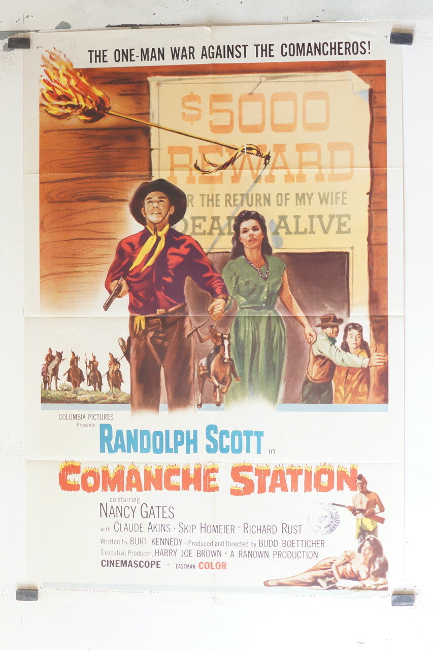 COMANCHE STATION MOVIE POSTER BELGE ORIGINAL 69 X 63 , Budd Boetticher, Scott
