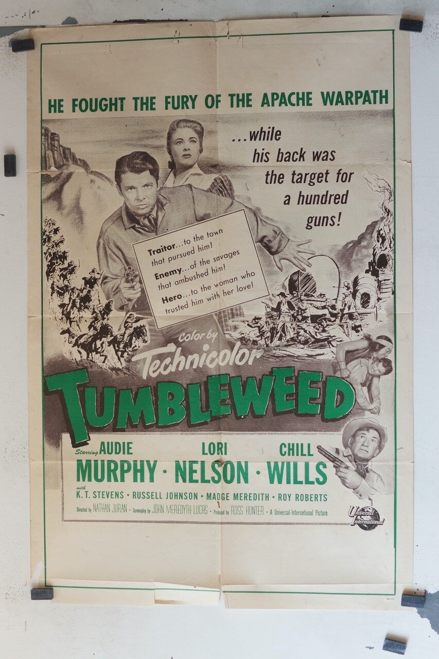 TUMBLEWEED (1953) ORIGINAL MOVIE POSTER 70x100 Gene Hackman ,