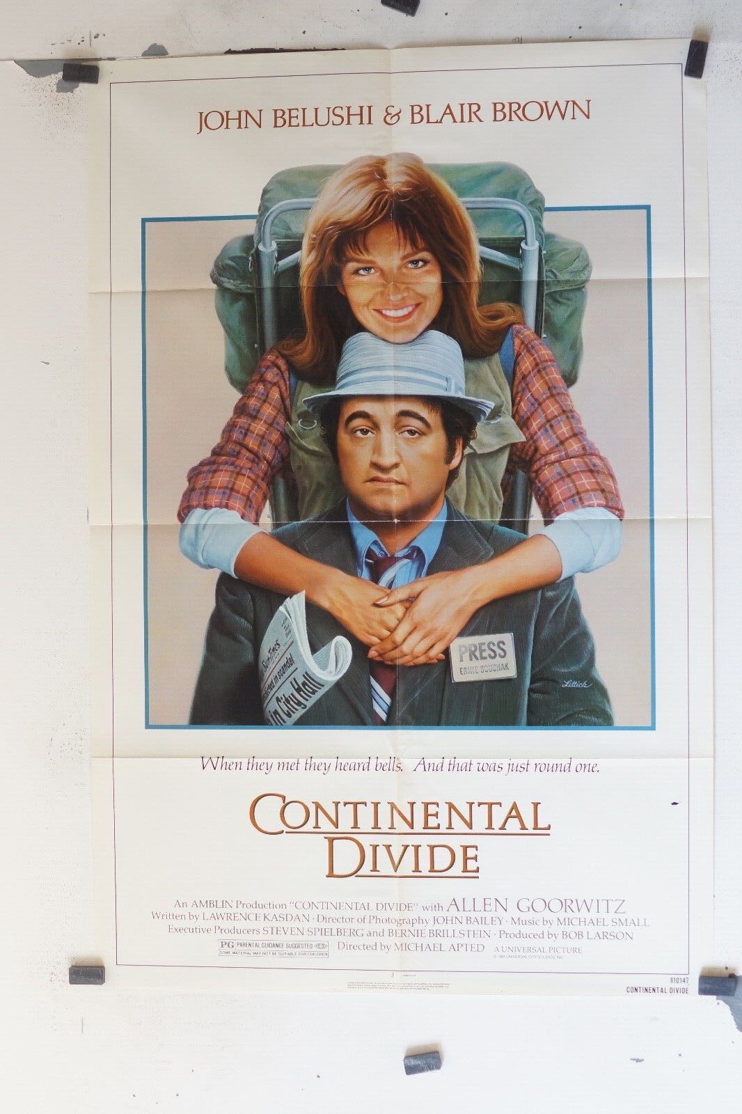 CONTINENTAL DIVIDE ORIGINAL poster (69x103), Michael Apted, John Belushi 