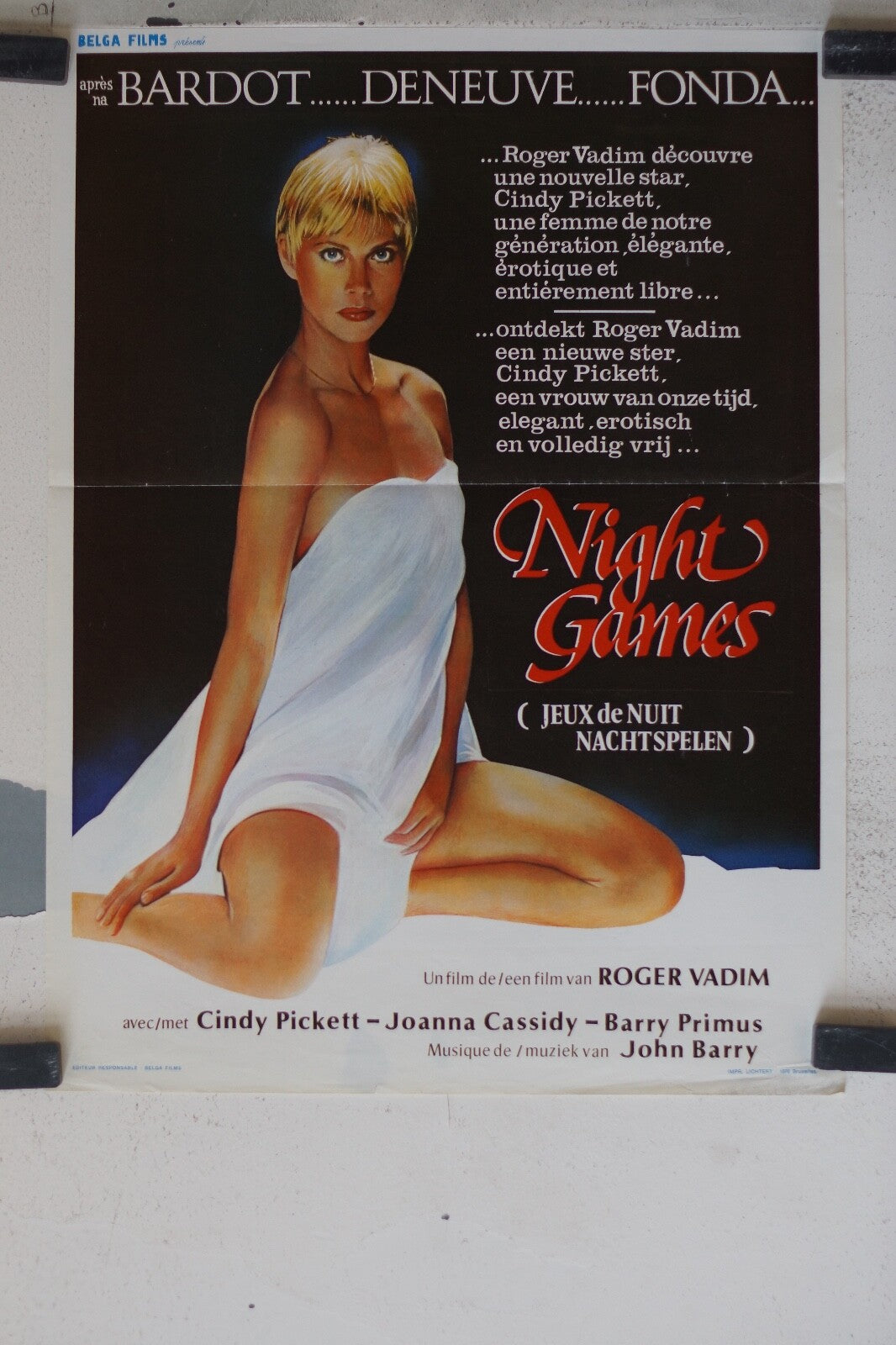 NIGHT GAMES (POSTER BELGE ORIGINAL) 30x55, BARDOT, DENEUVE