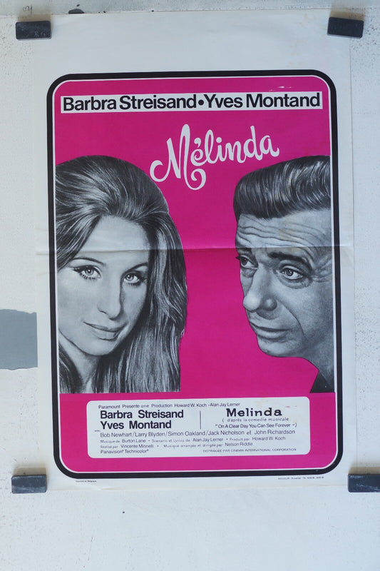 MELINDA ORIGINAL MOVIE POSTER 36x55 Barbara Streisand , Yves Montand 