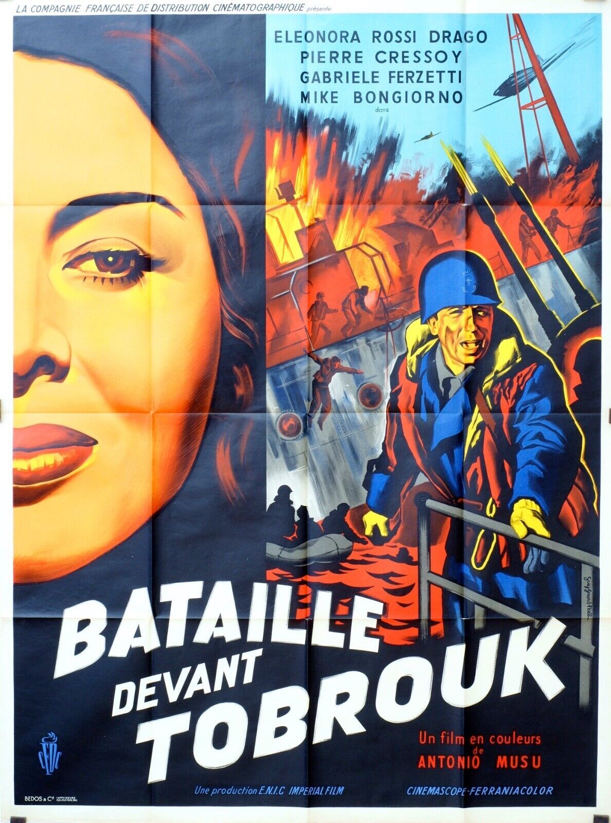 LA BATAILLE DEVANT TOBROUK MOVIE POSTER ORIGINAL120x160 PIERRE CRESSOY
