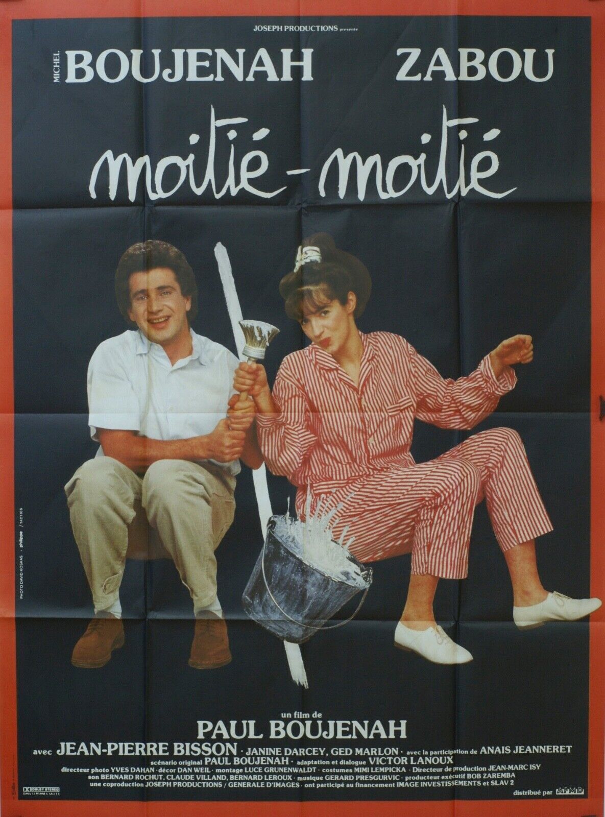 MOITIÉ-MOITIÉ POSTER ORIGINAL 120x160 MICHEL BOUJENAH