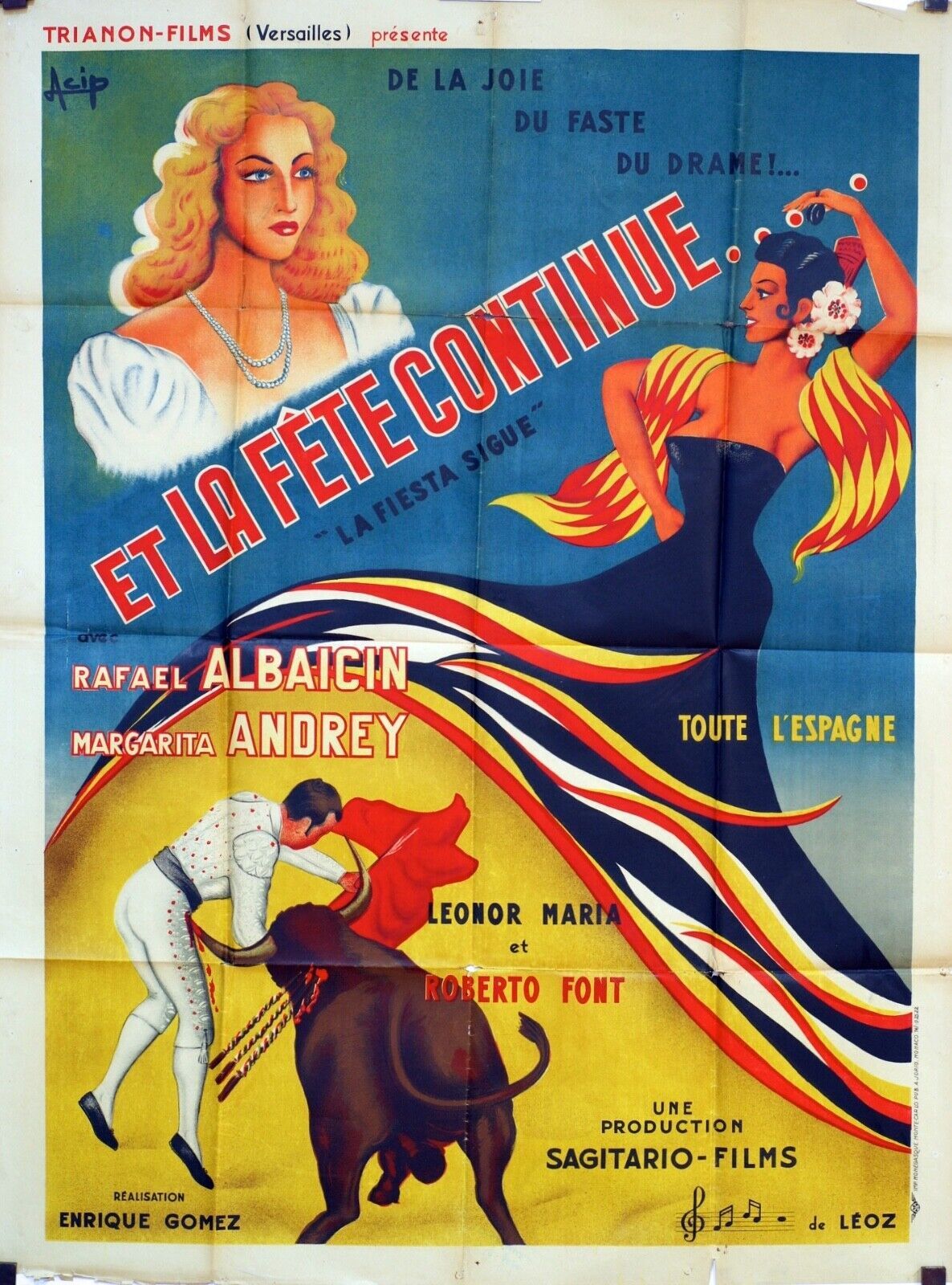 ET LA FÊTE CONTINUE… Original Movie Poster 120X160 CLAUDINE BECCARIE