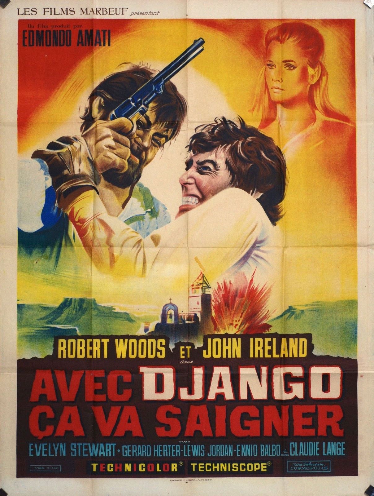 AVEC DJANGO CA VA SAIGNER ROBERT WOODS MOVIE POSTER  ORIGINAL 120x160