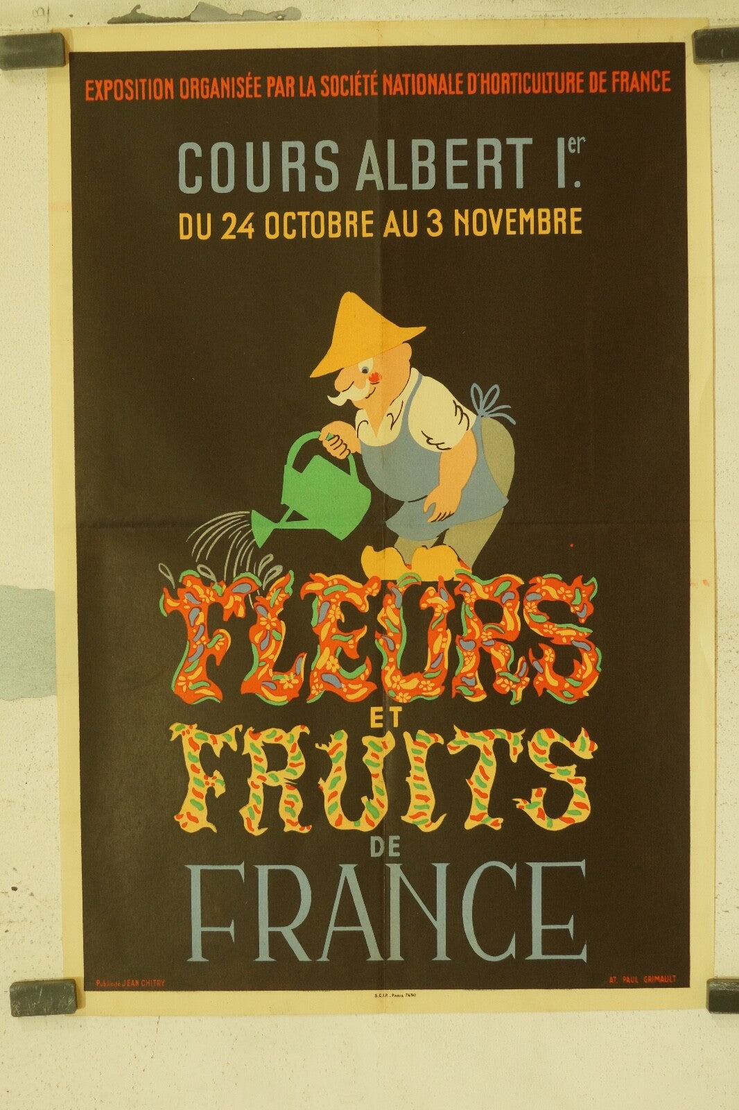 AFFICHE FLEURS ET FRUITS DE FRANCE, COURS ALBERT 1 ER POSTER ORIGINAL (40X60)