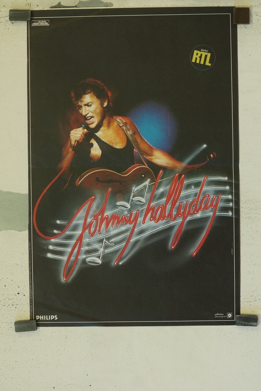 AFFICHE DE JOHNNY HALLYDAY, MUSIQUE ORIGINAL 40x60