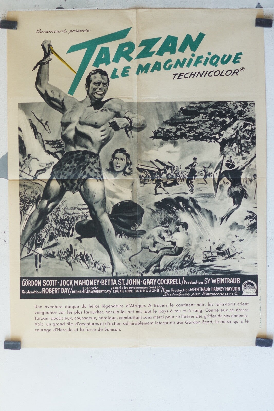 TARZAN LE MAGNIFIQUE MOVIE POSTER ORIGINAL (60X80) Gordon Scott , Jock Mahoney