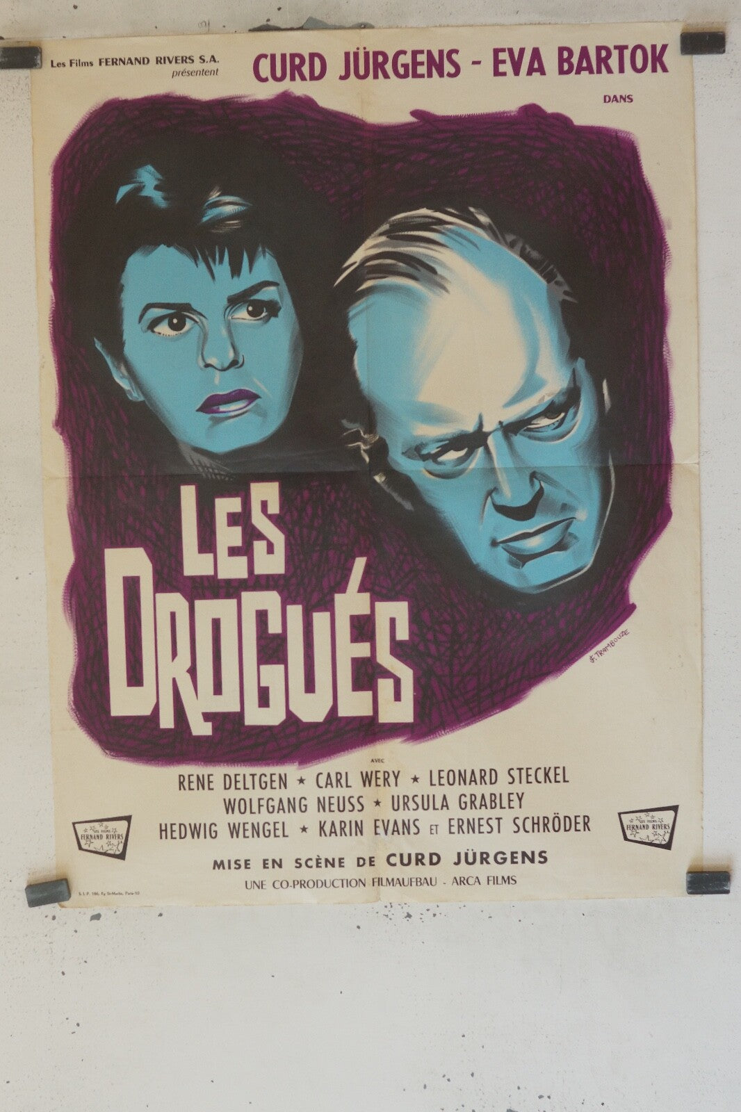 LES DROGUÉS POSTER ORIGINAL (60X80) CURD JURGENS – EVA BARTOK
