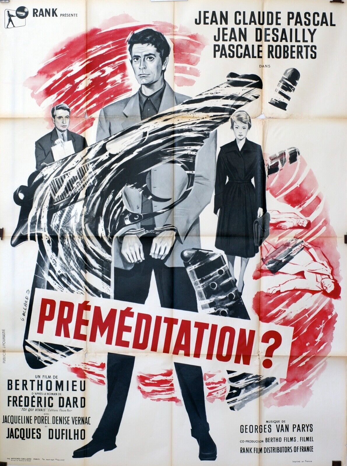 PRÉMIDATION MOVIE POSTER ORIGINAL 120x160  JEAN-CLAUDE PASCAL